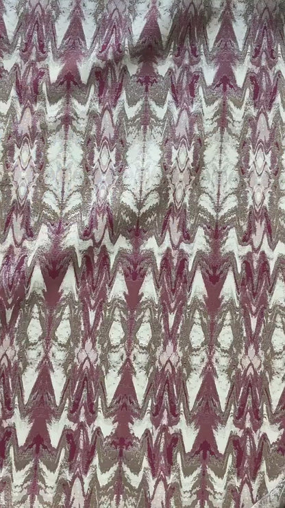 Abstract Oil Painting Wave Jacquard Fabric, Water Ripple Woven Textile, Artistic Fashion Brocade Material for Sewing & Home Decor, 65" Wide