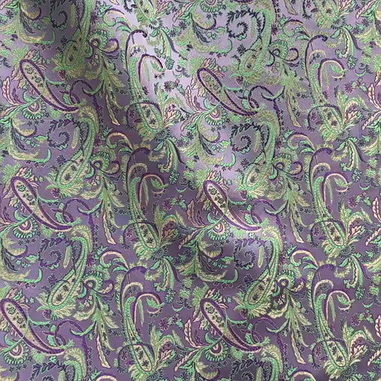 Paisley Brocade Satin Fabric, Scroll Floral Jacquard Textile, Decorative Woven Fabric for Dressmaking, Bags, Sewing and Home Decor, 58"Wide