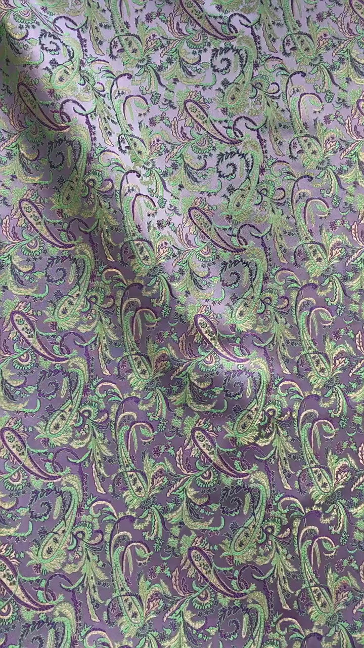 Paisley Brocade Satin Fabric, Scroll Floral Jacquard Textile, Decorative Woven Fabric for Dressmaking, Bags, Sewing and Home Decor, 58"Wide