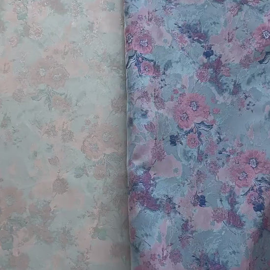 Romantic Oil Painting Floral Metallic Jacquard Fabric | Elegant Brocade Upholstery & Dress Fabric | Luxury Decorative Textile