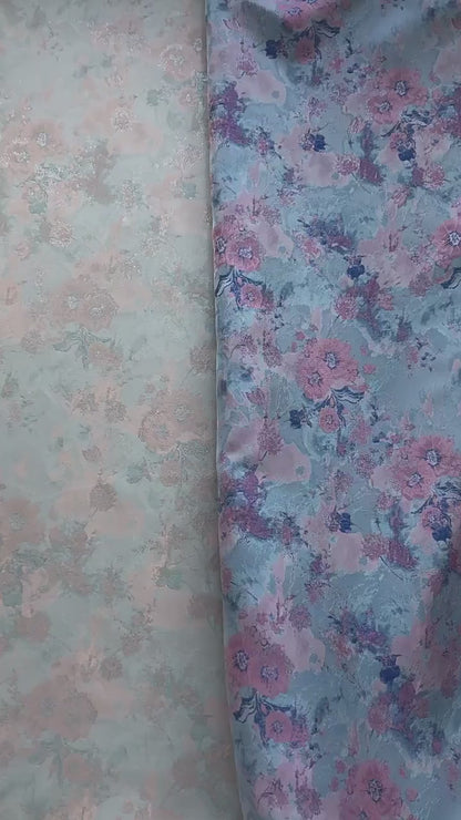 Romantic Oil Painting Floral Metallic Jacquard Fabric | Elegant Brocade Upholstery & Dress Fabric | Luxury Decorative Textile