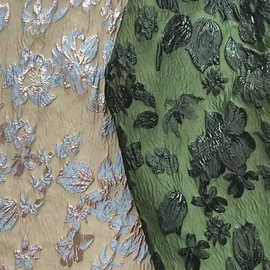Embossed Floral Metallic Jacquard Fabric by Yard, Vintage Gold Thread Brocade Textile, Luxury Fabric for Dresses Decor, 54"Wide