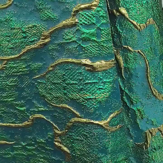 Jade green Metallic Thread Jacquard Fabric, 3D Embossed Stripe Textile, Multicolor Woven Fabric for Dressmaking, Jackets, Bags and Decor