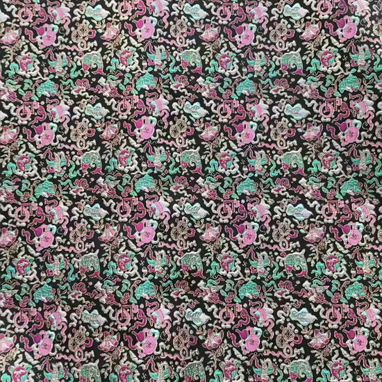 Multi-color Song Brocade Fabric with Golden Thread, Luxury Five-Color Treasure Jacquard for Sewing Design, Premium Textile by the Yard