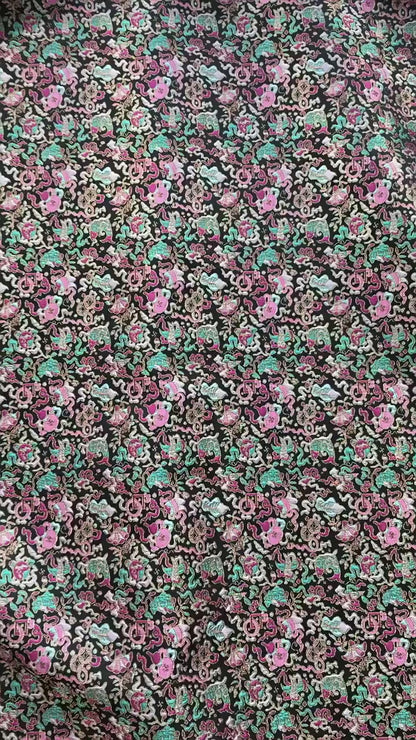 Multi-color Song Brocade Fabric with Golden Thread, Luxury Five-Color Treasure Jacquard for Sewing Design, Premium Textile by the Yard