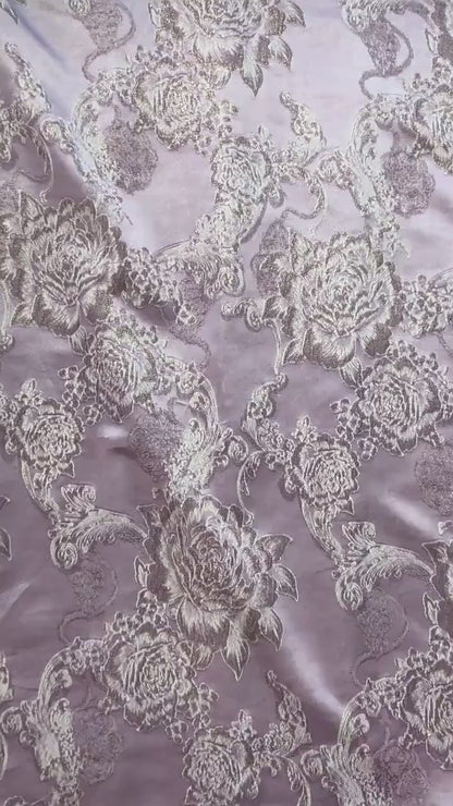 Floral Jacquard Brocade Fabric | Macaron Colors | Rayon Gold Thread Satin | 57" Wide | Dress Lining Hanfu Bridal