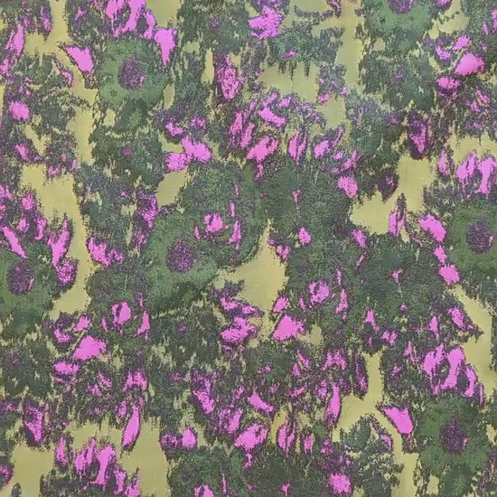 Pink Green Abstract Jacquard Fabric, Painterly Floral Upholstery Fabric, Olive Green Woven Fabric for Chairs, Curtains by the Yard, 63"W