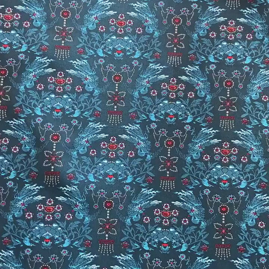 Sparrow Peony Song Brocade Fabric, Yarn-Dyed Floral Bird Jacquard Textile, 2 Colors for Qipao, Hanfu, Dresses and Sewing, 60"Wide