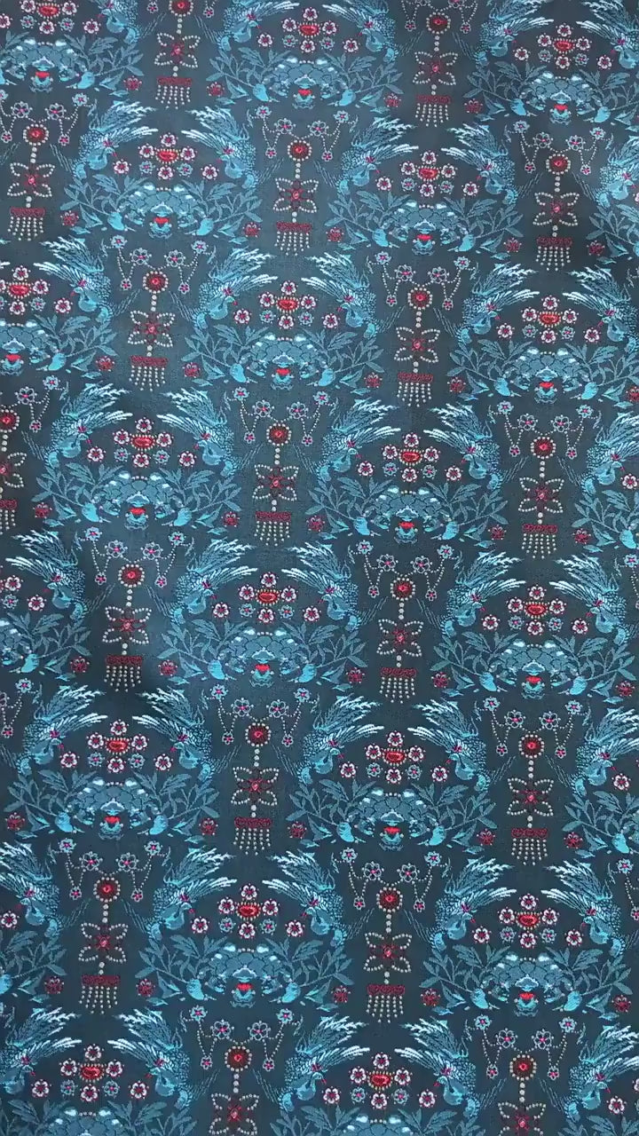 Sparrow Peony Song Brocade Fabric, Yarn-Dyed Floral Bird Jacquard Textile, 2 Colors for Qipao, Hanfu, Dresses and Sewing, 60"Wide