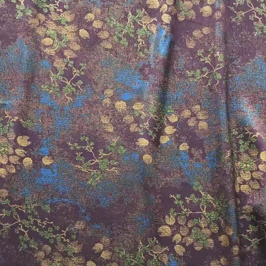 Vintage Floral Jacquard Fabric by Yard, Botanical Vine Upholstery Textile, Elegant Decorative Brocade Fabric for Crafts Sewing Decor