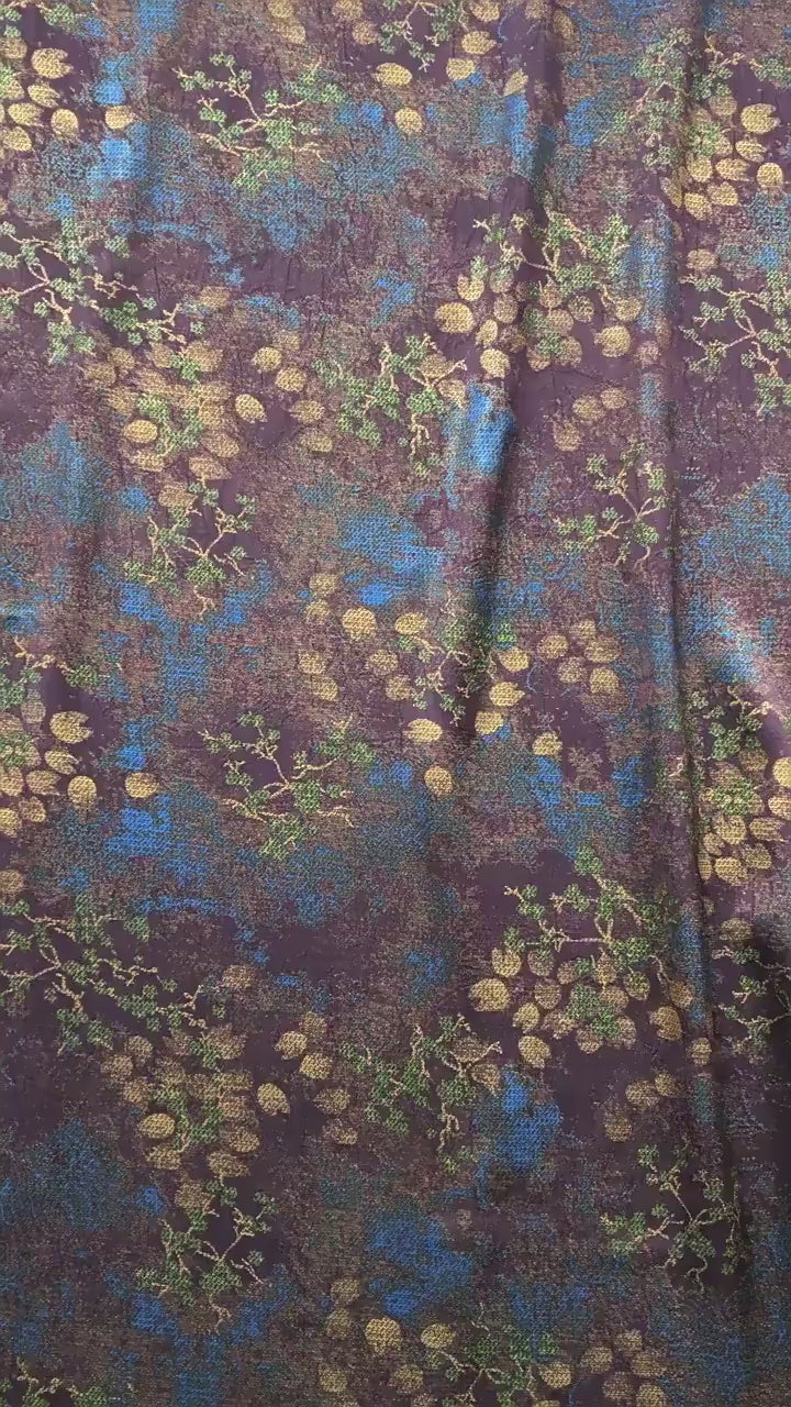 Vintage Floral Jacquard Fabric by Yard, Botanical Vine Upholstery Textile, Elegant Decorative Brocade Fabric for Crafts Sewing Decor