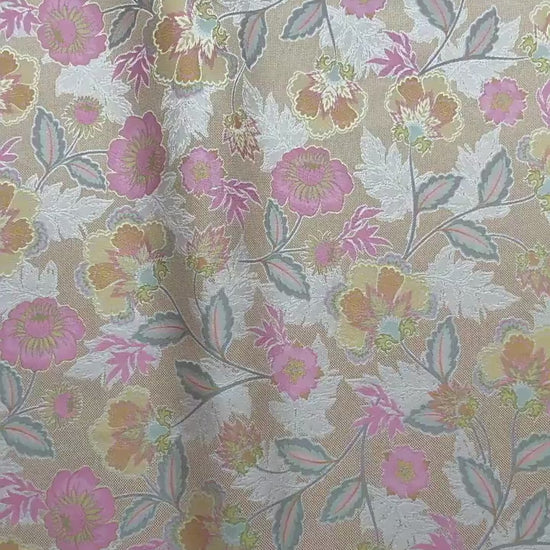 Vintage French Floral Fabric by Yard, Chinoiserie Vine Jacquard Textile, Elegant Dress Vest Upholstery Sewing Fabric, 57"W