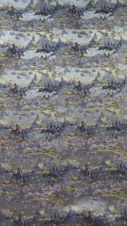 Romantic Gold Metallic Jacquard Brocade Fabric, Lavender Floral Woven Satin Textile for Dress, Qipao, Bridal and Sewing Projects, 59"Wide