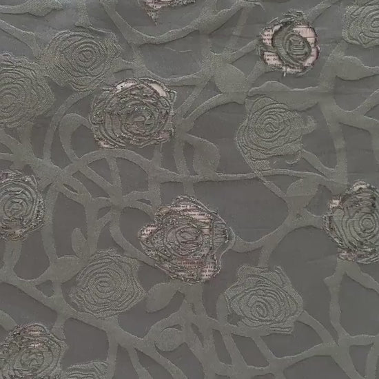 Vintage Rose Cutwork Jacquard Fabric, Embossed Floral Woven Textile, Dark Green Brocade Fabric for Dress, Jacket, DIY Sewing, 53"Wide
