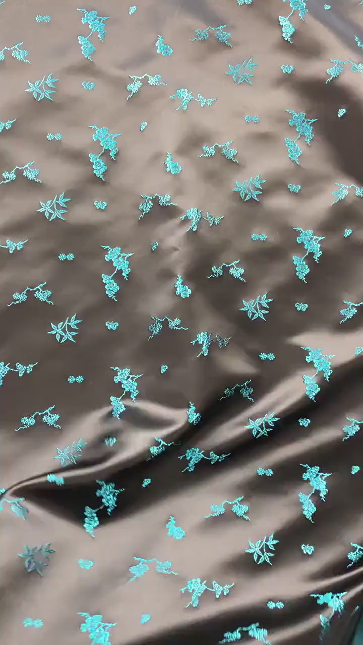Plum Blossom Bamboo Satin Jacquard Fabric, Lustrous Woven Textile, Multiple Colors for Dressmaking, Qipao, Bags and Home Decor, 65"W