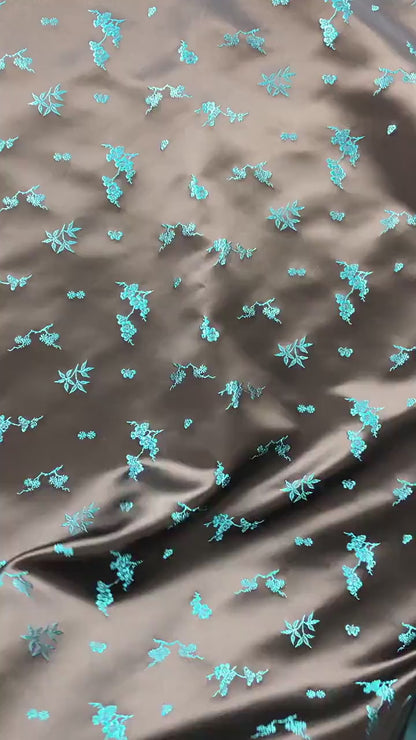Plum Blossom Bamboo Satin Jacquard Fabric, Lustrous Woven Textile, Multiple Colors for Dressmaking, Qipao, Bags and Home Decor, 65"W