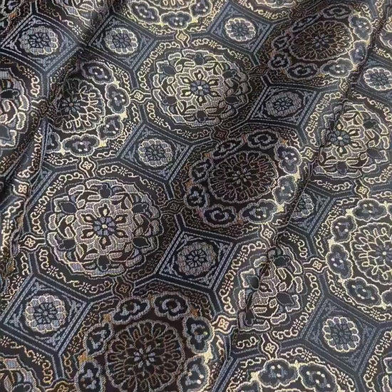 Japanese Kinran Brocade Fabric: Kimono, Geisha Bowknot, Upholstery (59"W)