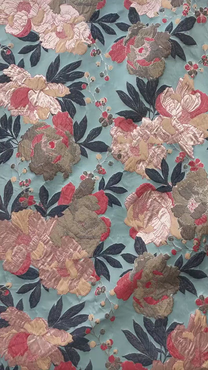 Tonal Jacquard Fabric by the yard| Subtle Damask Weave | Self Pattern | Home Decor Upholstery Dress Lining, 55" Wide