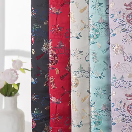 Dragon Brocade Fabric: 59"W Chinese Silk Rayon Blend