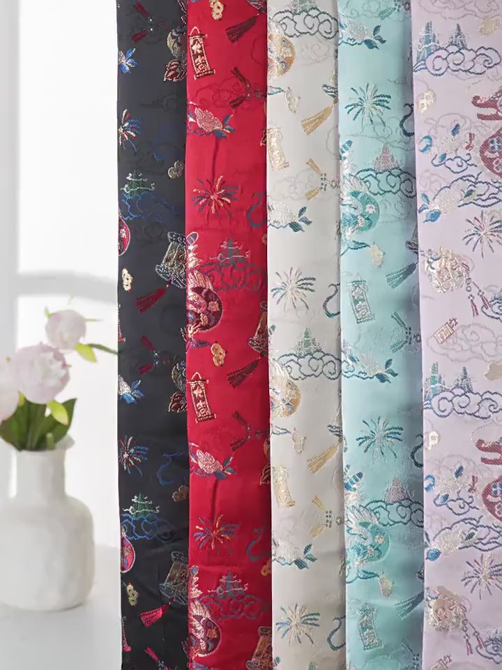 Dragon Brocade Fabric: 59"W Chinese Silk Rayon Blend