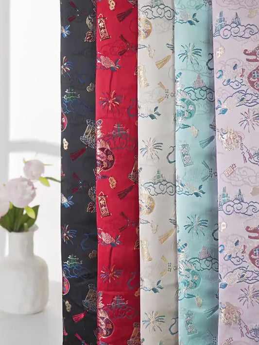 Dragon Brocade Fabric: 59"W Chinese Silk Rayon Blend