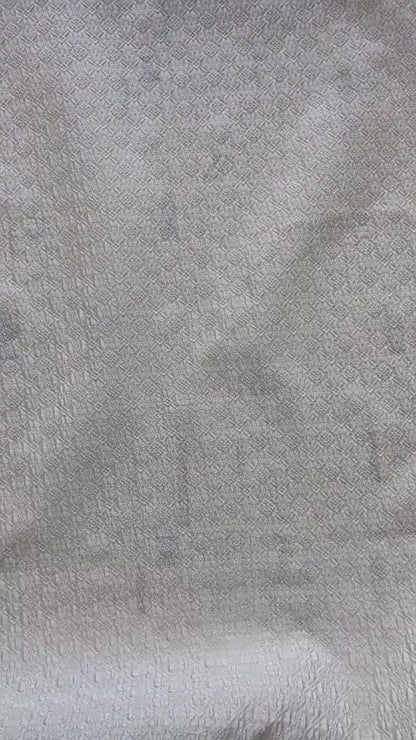Embossed Jacquard Fabric, White Textured Geometric Floral Woven Textile, Elegant Brocade Fabric for Dress, Jacket, DIY Sewing, 53"Wide