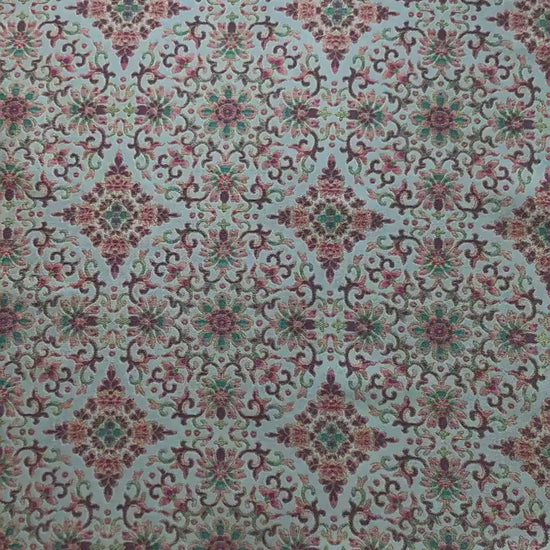 Dunhuang Floral Jacquard Fabric Gold Thread | Scrolling Vine Brocade | Double Sided | 58" Wide | Chinese Decor Hanfu