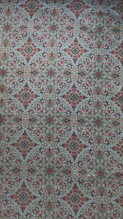 Dunhuang Floral Jacquard Fabric Gold Thread | Scrolling Vine Brocade | Double Sided | 58" Wide | Chinese Decor Hanfu