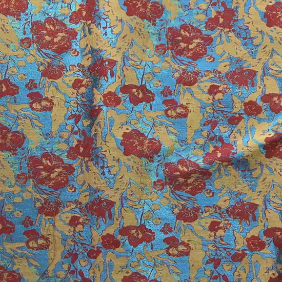 Colorful Floral Jacquard Fabric by Yard, Vintage Botanical Woven Textile, Draping Dress Fabric for Sewing Crafts Home Decor, 59"Wide