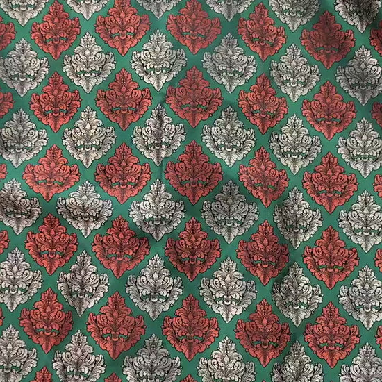 European Baroque Floral Fabric, Vintage Scroll Yarn-Dyed Jacquard, Luxury Brocade for Upholstery & Period Costumes, Heavyweight Textile
