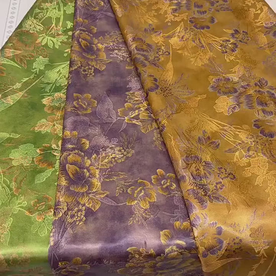 Olive Green Painterly Floral Print Fabric, Large Botanical Flower Textile for Dresses, Skirts, Jackets, Bags, Decor and Sewing
