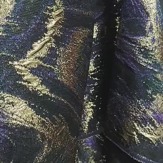 Multicolor Metallic Thread Jacquard Fabric, Abstract Textured Woven Textile for Dresses, Jackets, Bags, Fashion and Sewing