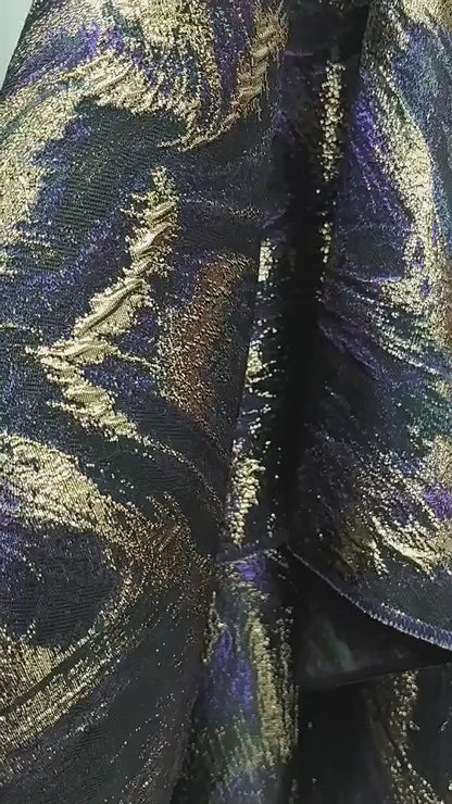 Multicolor Metallic Thread Jacquard Fabric, Abstract Textured Woven Textile for Dresses, Jackets, Bags, Fashion and Sewing