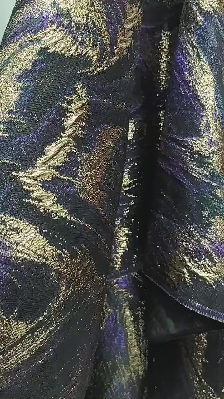 Multicolor Metallic Thread Jacquard Fabric, Abstract Textured Woven Textile for Dresses, Jackets, Bags, Fashion and Sewing