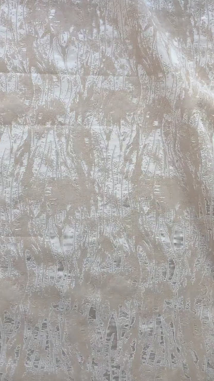 Abstract Water Ripple Jacquard Fabric, Textured Woven Textile, Minimalist White Fabric for Dress, Blouse, Home Decor DIY, 58"Wide