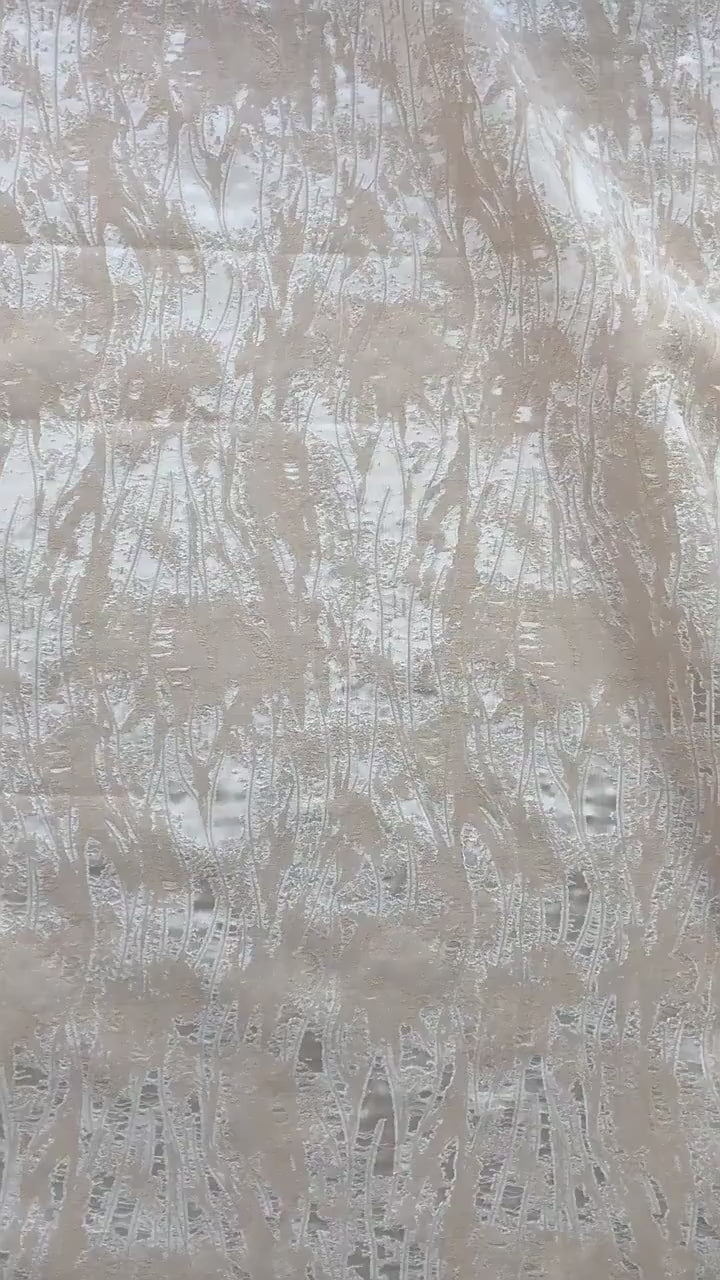 Abstract Water Ripple Jacquard Fabric, Textured Woven Textile, Minimalist White Fabric for Dress, Blouse, Home Decor DIY, 58"Wide