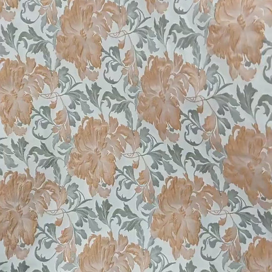 Floral Jacquard Embossed Fabric: Retro Upholstery, Dress, Curtain - 63"W