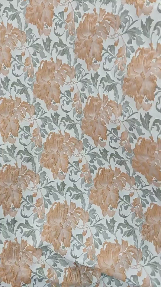 Floral Jacquard Embossed Fabric: Retro Upholstery, Dress, Curtain - 63"W