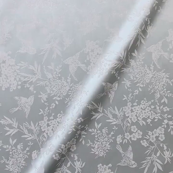 Chinoiserie Bird Floral Fabric by Yard, Magpie Plum Blossom Jacquard Brocade, Oriental Satin Fabric for Dress Curtains Crafts