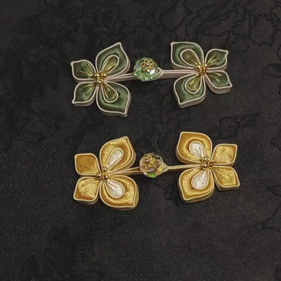 Handmade Chinese Frog Button, Clover Flower Knot Button, Qipao Closure, Hanfu Tang Suit Sewing Trim, Traditional Clothing Accessory