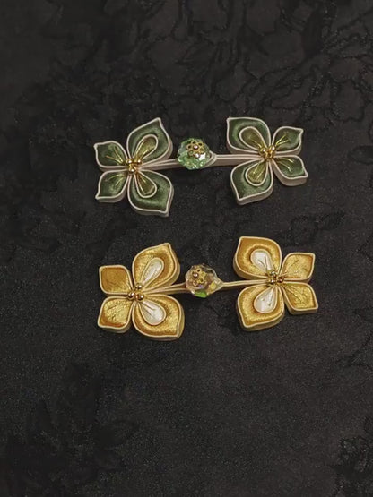 Handmade Chinese Frog Button, Clover Flower Knot Button, Qipao Closure, Hanfu Tang Suit Sewing Trim, Traditional Clothing Accessory