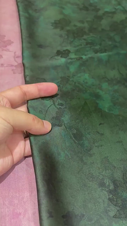 Silk Xiangyunsha Fabric Ombre Floral Luo Jacquard Mulberry Silk Woven Textile | Luxury Oriental Couture Dressmaking Fabric