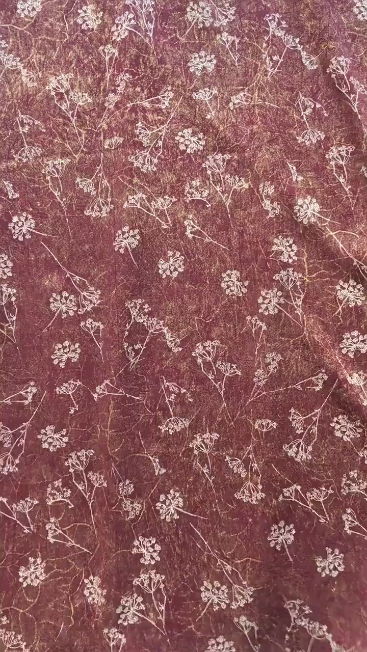 Gold Metallic Floral Fabric by Yard, Vine Print Acetate Satin Textile, Elegant Shiny Fabric for Dress Curtains Crafts, 59"