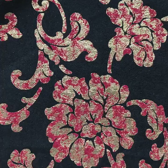 Vintage Gold Thread Peony Jacquard Fabric, Embossed Floral Brocade Textile, Chinese Style Luxury Fabric for Dress, Costume DIY, 56"Wide