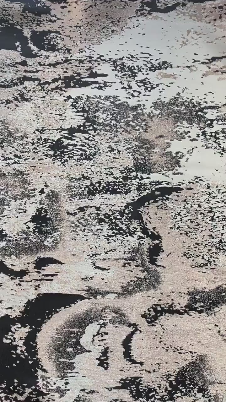 Abstract Metallic Jacquard Fabric, Black Gold Watercolor Texture Brocade Textile, Luxury Woven Fabric for Dress, Jacket, DIY Sewing