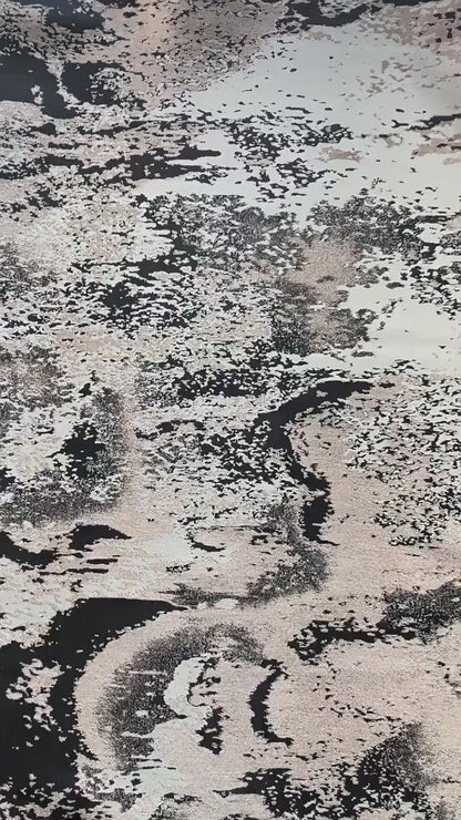 Abstract Metallic Jacquard Fabric, Black Gold Watercolor Texture Brocade Textile, Luxury Woven Fabric for Dress, Jacket, DIY Sewing