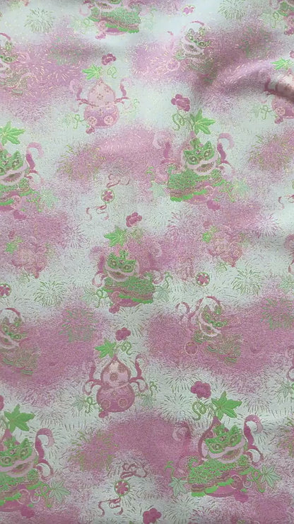 Luxury Song Dynasty Brocade Fabric, Golden Thread Jacquard Textile for Couture, Premium Oriental Silk Woven Material by the Yard - 1 Meter