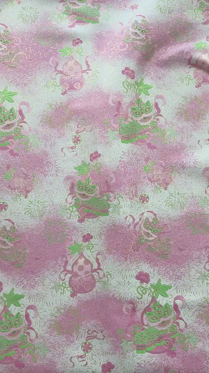 Luxury Song Dynasty Brocade Fabric, Golden Thread Jacquard Textile for Couture, Premium Oriental Silk Woven Material by the Yard - 1 Meter