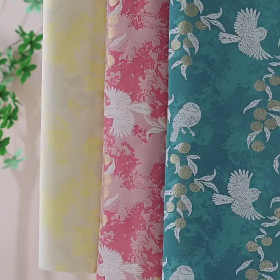 Bird & Fruit Song Brocade Fabric, 3D Jacquard Textile, 3 Colors for Qipao, Hanfu, Kidswear, Dresses, Bags and Sewing, 59"W