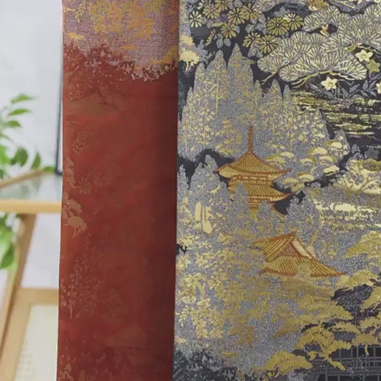 Nishijinori Jacquard Brocade Fabric: Japanese Floral Sewing Material, 59"Wide